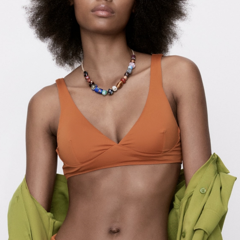 {Zara} Brand New Burnt Orange Bikini Top
